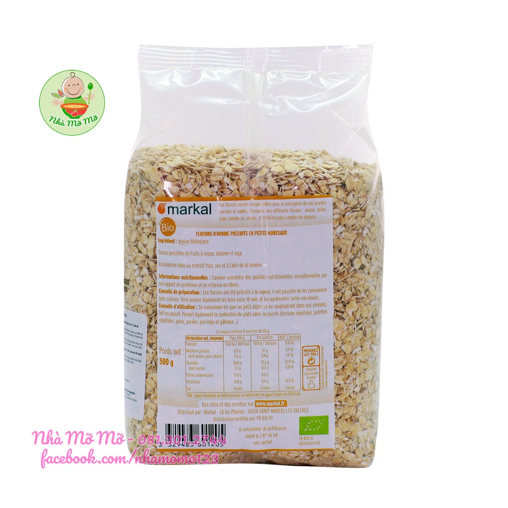 Yến Mạch Cán Mỏng Hữu Cơ Markal 500g (Date 3/2024) - Nhà Mỡ Mỡ