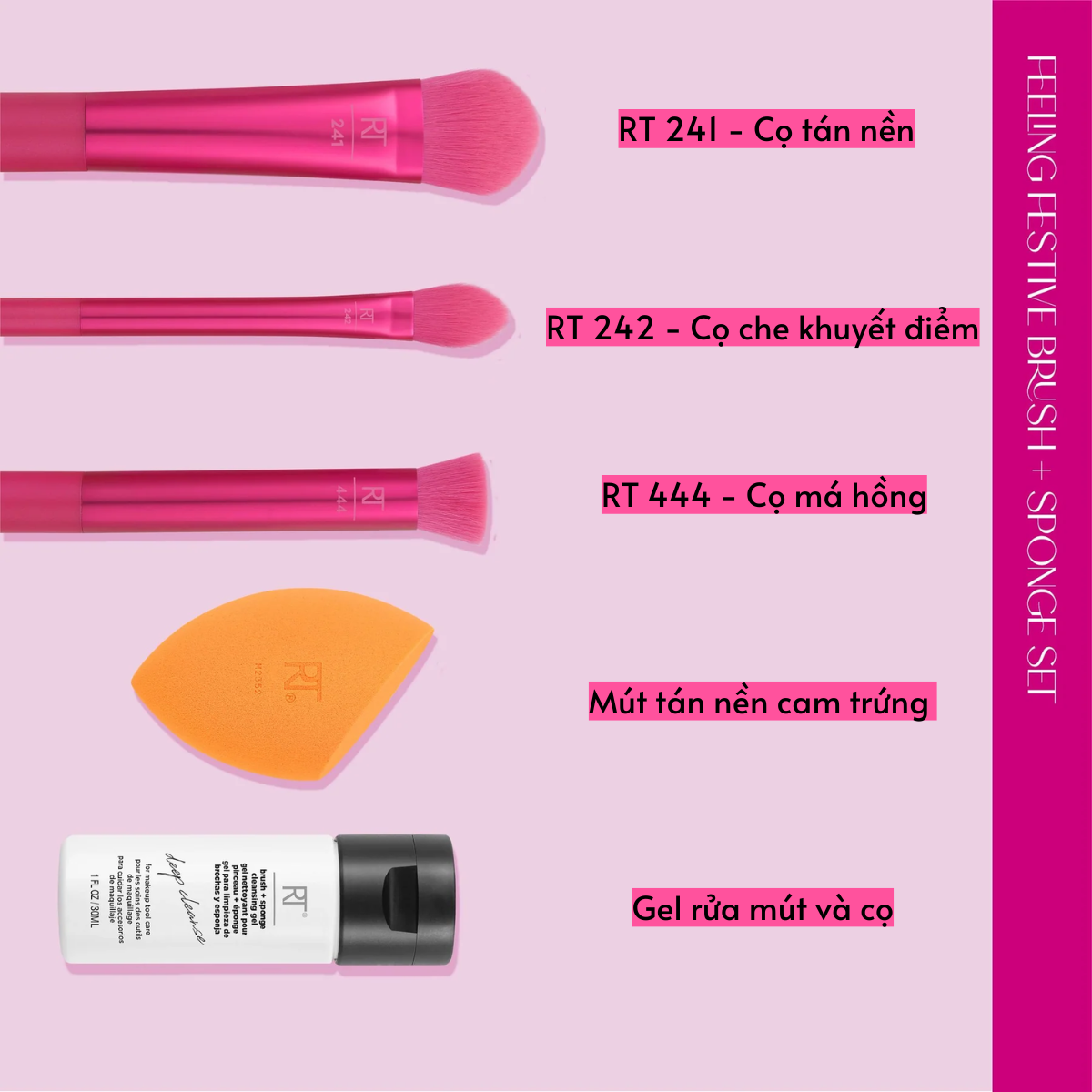 Bộ cọ trang điểm RT Real Techniques limited edition feeling festive brush sponge set