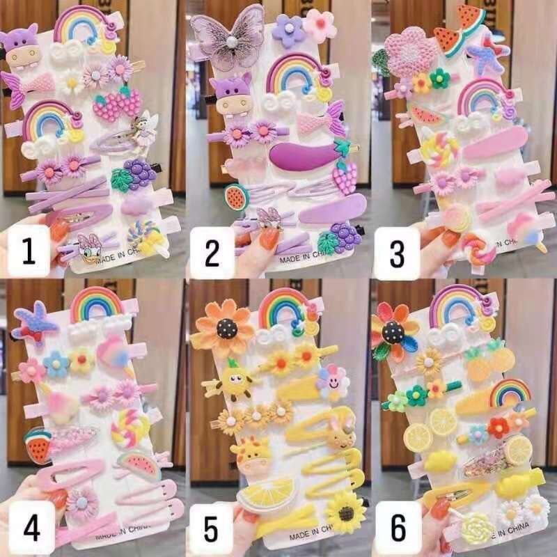 SÉT 14 KẸP TÓC ĐÁNG YÊU CHO BÉ GÁI