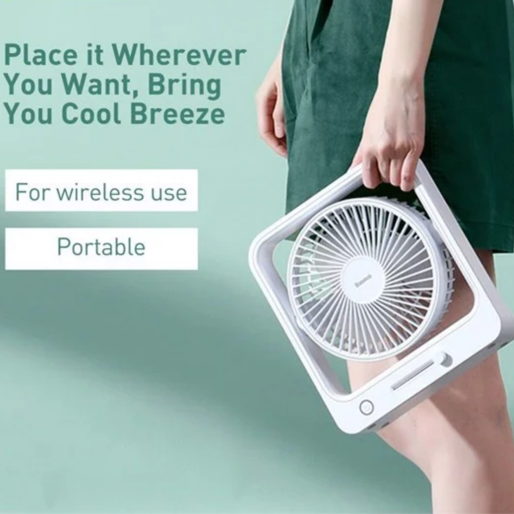 Quạt mini Pin sạc Baseus Cube Shaking Fan (Pin sạc 5400mAh, 18h sử dụng , Xoay 60 độ, Điều chỉnh nhiều cấp tốc độ, Cực êm ) LV806-EU-WH