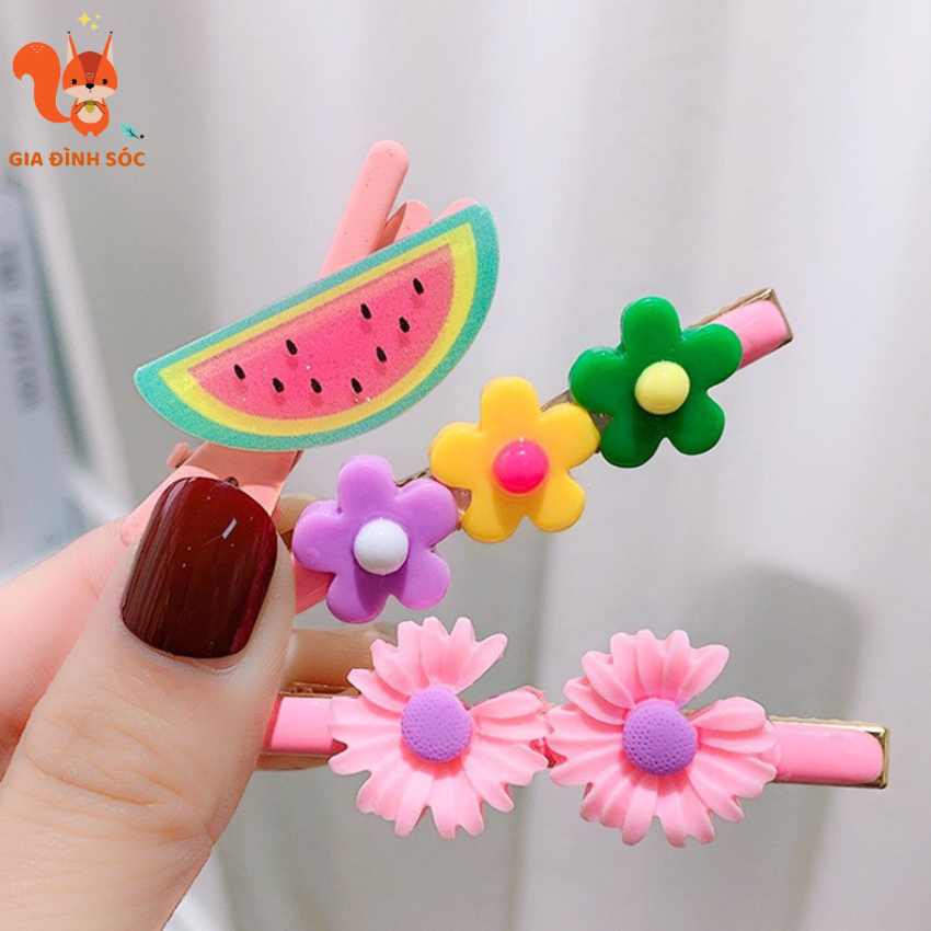 Set 14 kẹp tóc cho bé họa tiết dễ thương