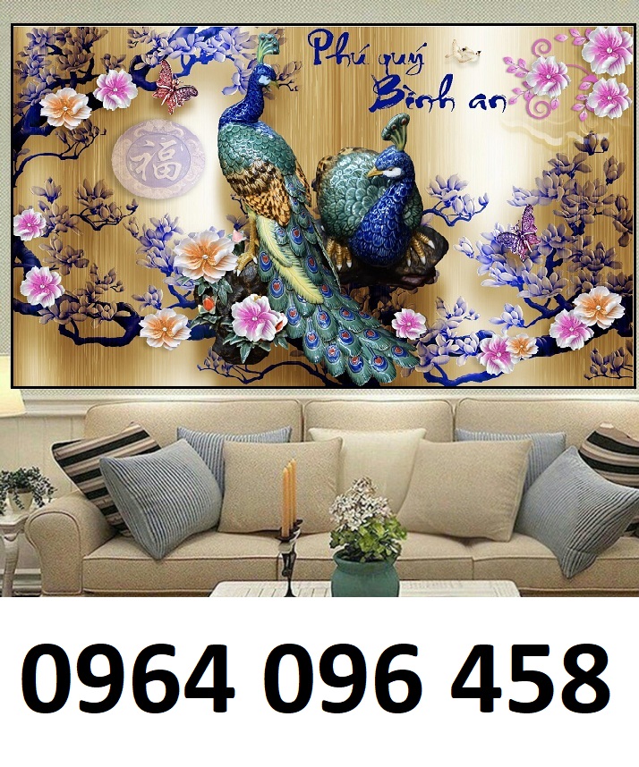gạch tranh 3d mẫu tranh chim công - DNN6