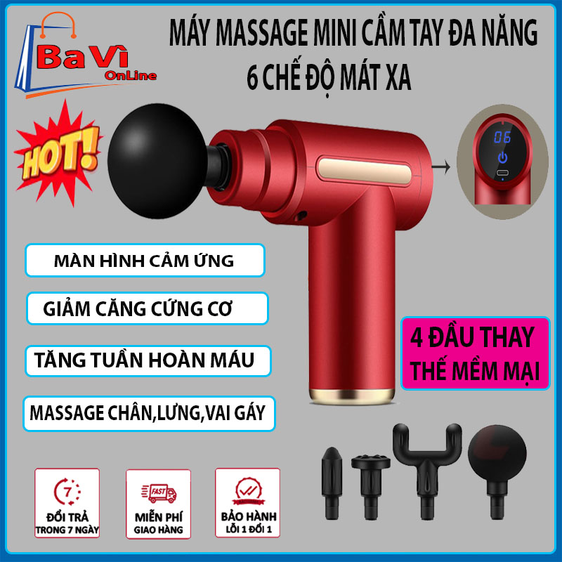 Máy massage cầm tay 4 đầu thay thế 6 chế độ rung, máy mát xa cầm tay cao cấp, máy mát xa giúp lưu thông mạch máu, máy mát xa mini cầm tay, súng massage toàn thân, máy mát xa cột sống lưng, máy mát xa giảm mỡ bụng