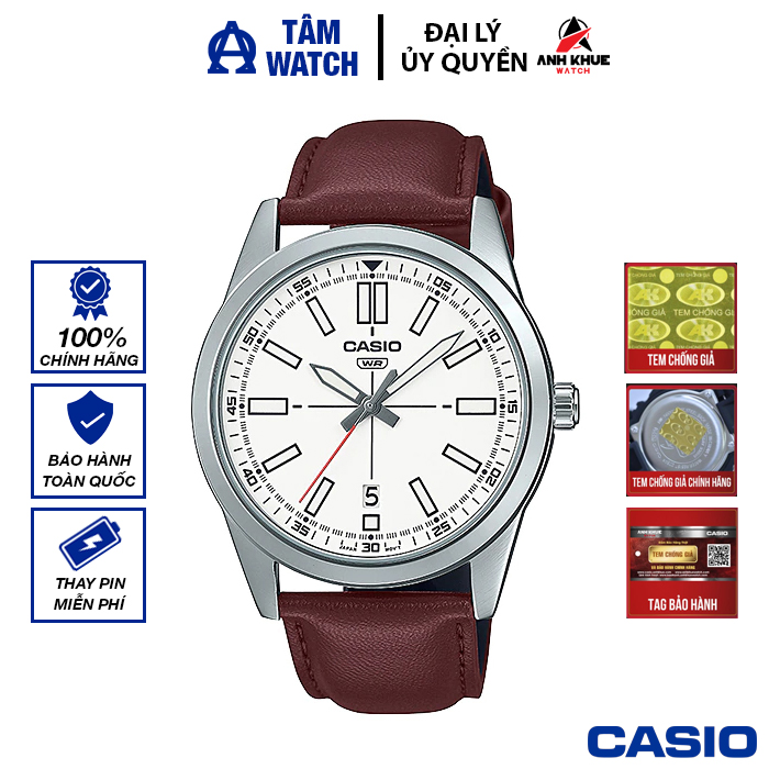 Đồng hồ nam dây da Casio Standard chính hãng Anh Khuê MTP-VD02 Series (41mm)