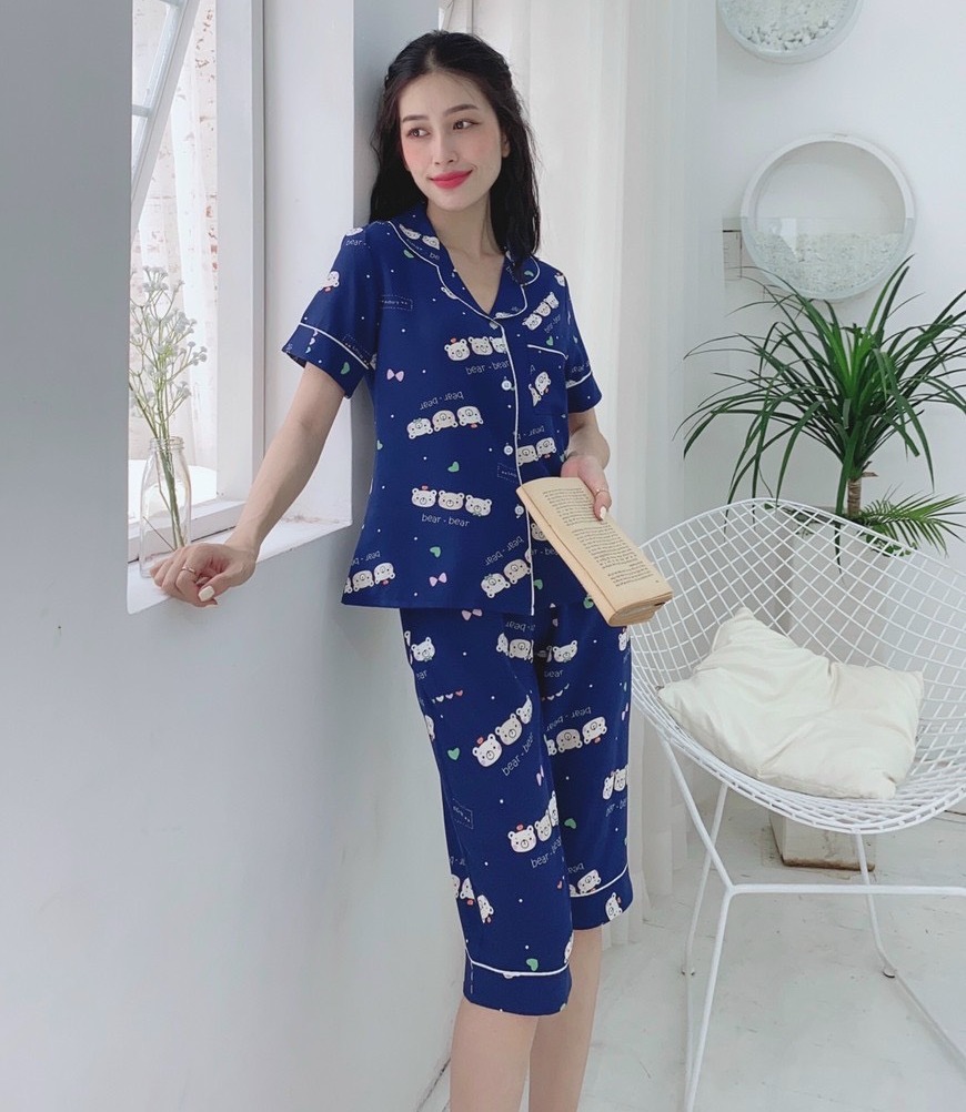 BỘ PIJAMA SIZE M - L - XL ( 38KG - 63KG ) LỤA THÁI LỬNG , QUẦN CÓ TÚI SÂU