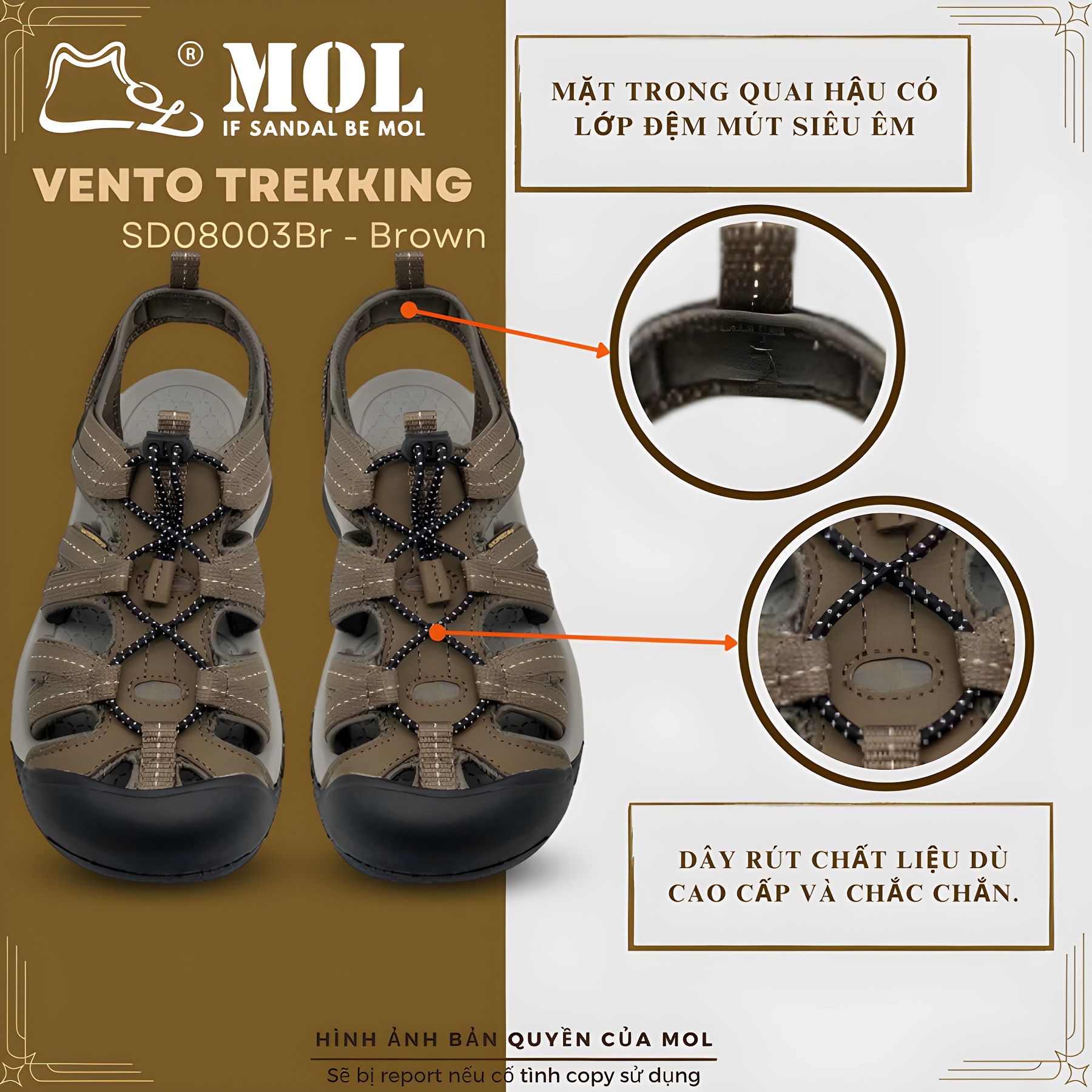 Giày sandal nam bít mũi Vento SD08003 có big size 44