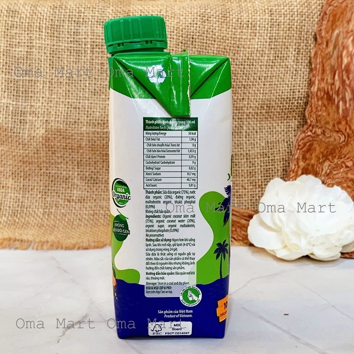 Sữa dừa hữu cơ Vietcoco 330ml