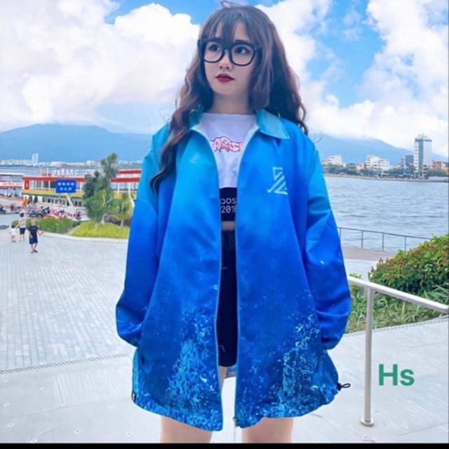 Áo khoác gió dù loang màu zz cổ bẻ thời trang