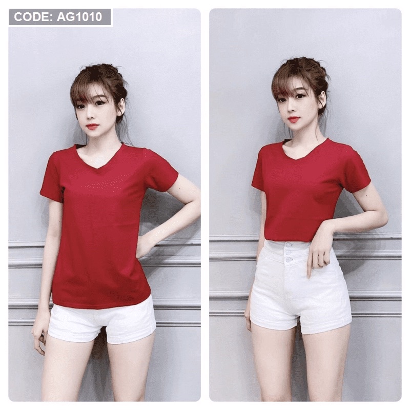 áo thun trơn cổ tim
