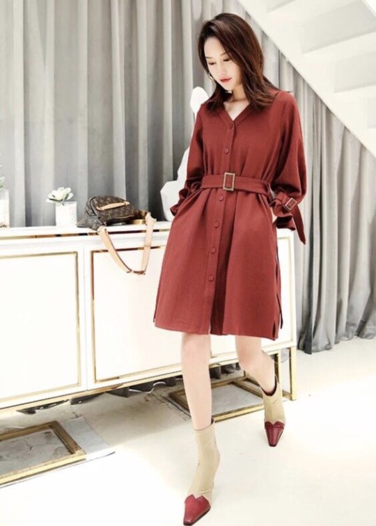 [HCM]Đầm cam đất tay lỡ kèo đai (kèm hình thật nhà Bo)