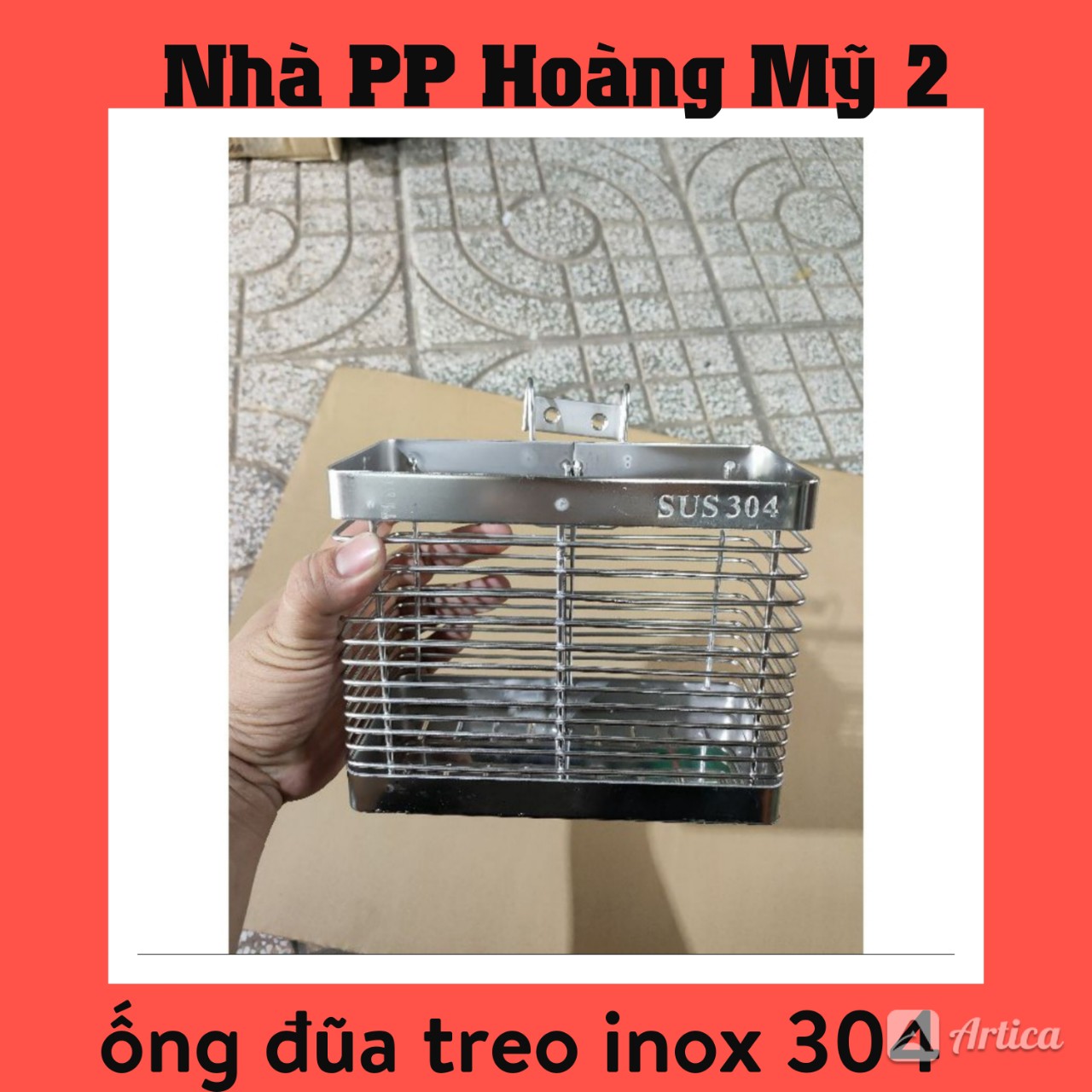 [HCM]Ống Đựng Đũa Muỗng Vuông Inox 304