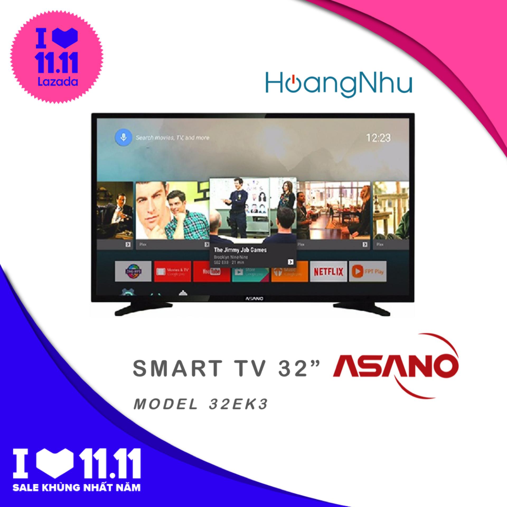 Smart Voice TV Asano 32 inch 32EK3 (Tivi thông minh, Wifi, Full HD, Điều khiển giọng nói, Tích hợp đầu thu KTS) - Bảo hành 2 năm