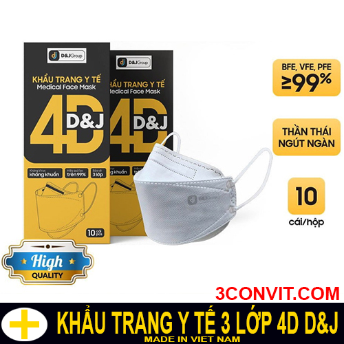 Hộp 10 chiếc khẩu trang thời trang cao cấp 4 lớp 4D D&J