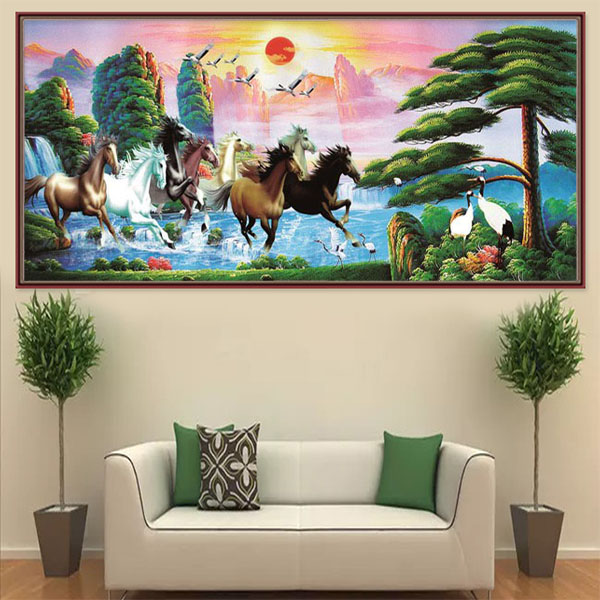 Tranh dán tường 3d Mã đáo thành công kt 1M2*2M