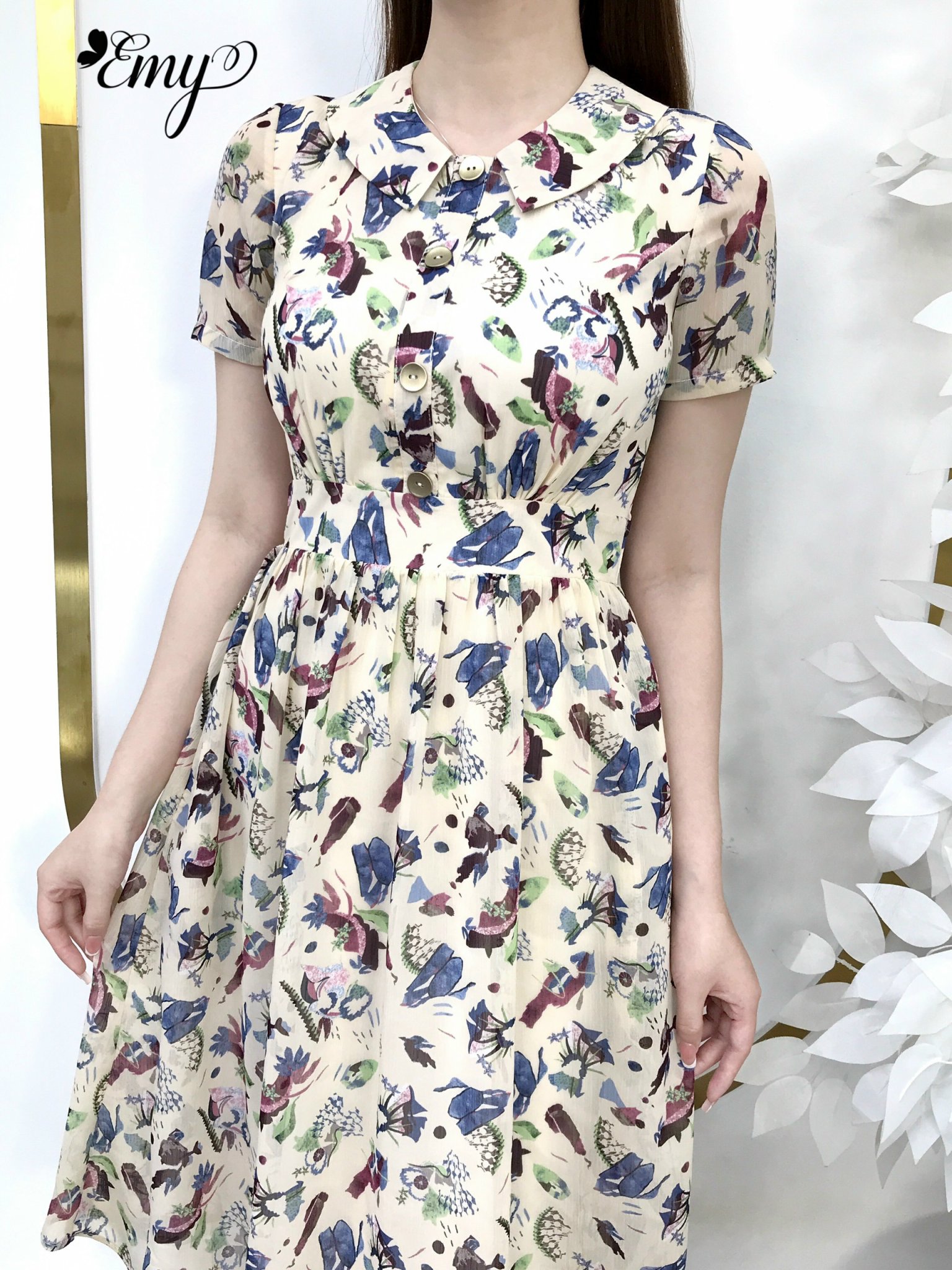 Đầm EM9160 Xòe Cổ Sơ Mi Có Túi EMY