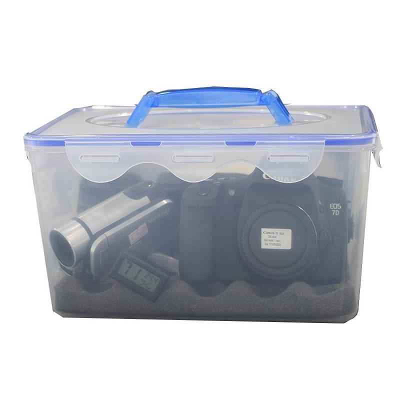 Combo Hộp chống ẩm chuyên dụng cho máy ảnh, máy quay phim(hộp,ẩm kế,100gr hạt hút ẩm),  7,7 Lít - NNp 2019
