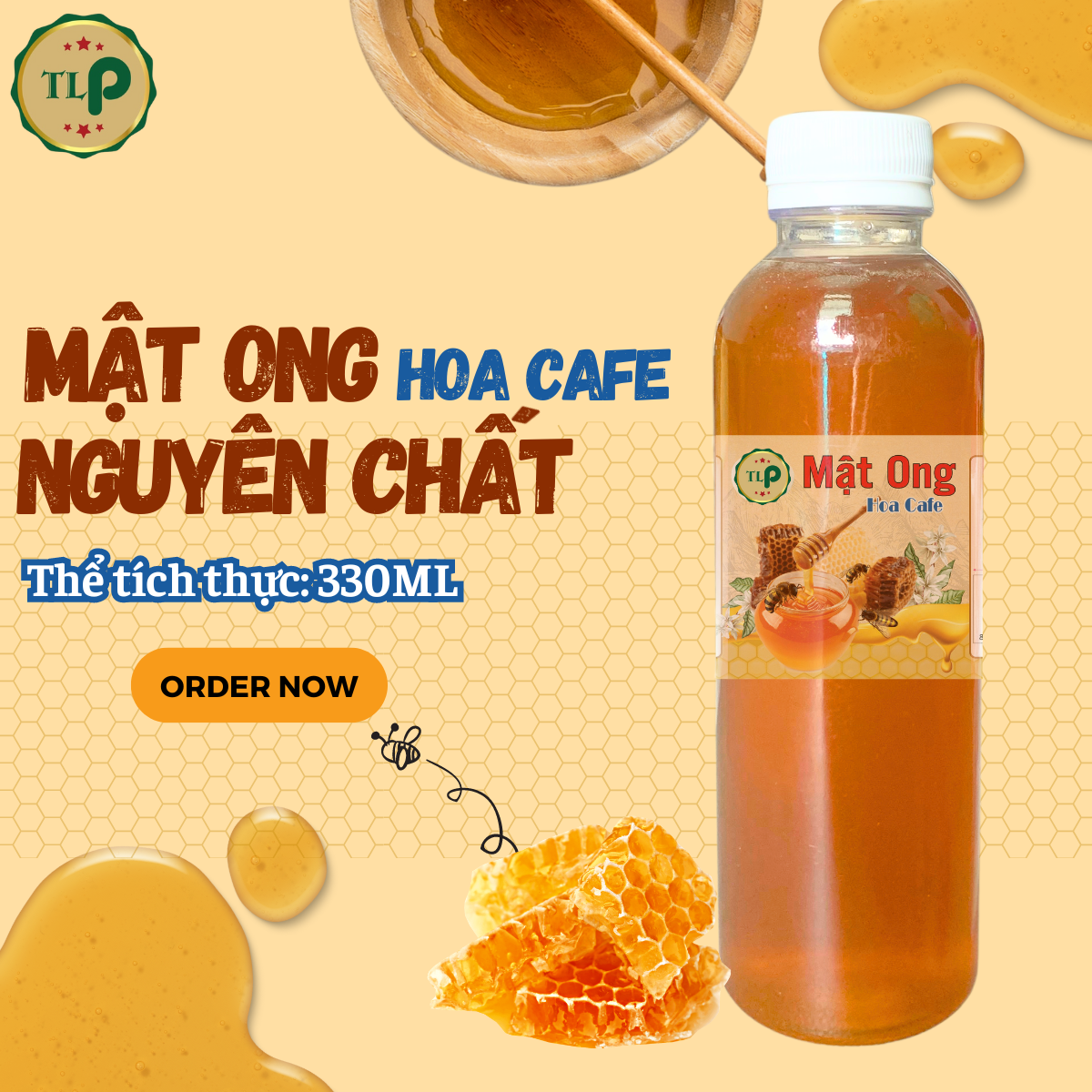 Mật ong hoa cà phê 330ml | 100% mật ong nguyên chất tlp
