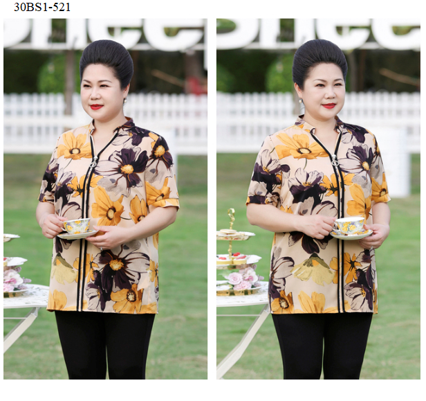 Áo kiểu hoa trung niên bigsize -BS1-521