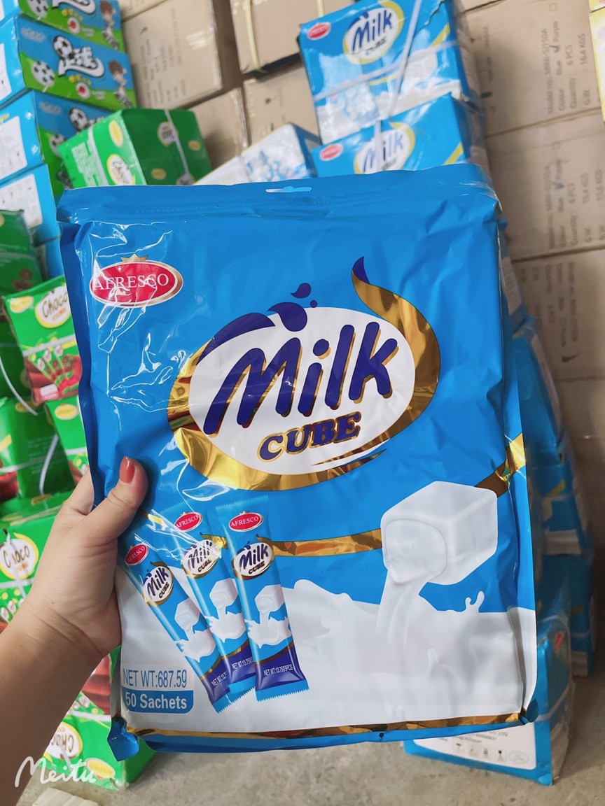 [ Sẵn hàng ] Bán lẻ 1 gói ( 13,7gr/gói - 5 viên ) Kẹo viên sữa chua MILK / CHOCO CUBE siêu ngon