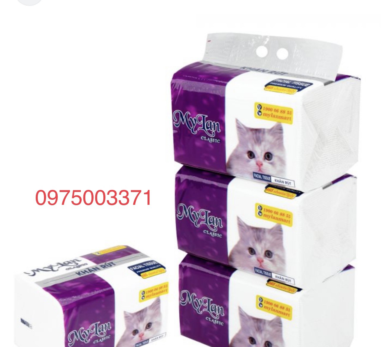 giấy rút con mèo MyLan bịch 8 gói(465 tờ/3 lớp)