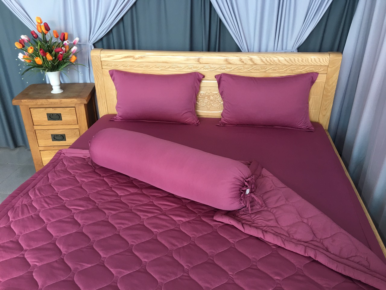 Drap Lẻ Thun Lạnh Hàn Quốc Lan Phạm Bedding - Màu Tím Ruốc