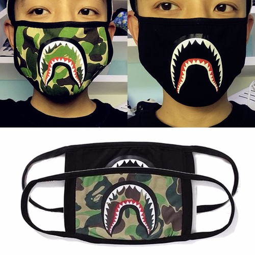 Khẩu trang vải che nắng che bụi Bape cá mập form chuẩn ôm mặt