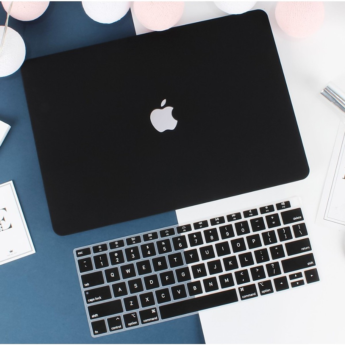 Combo Case ,Ốp + Phủ phím Macbook Màu Đen ( Tặng Nút Chống Bụi )