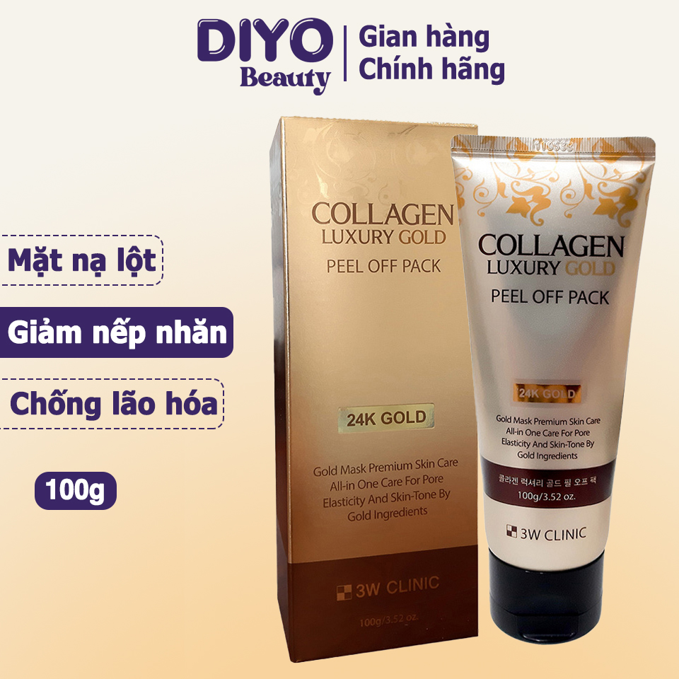 Mặt nạ vàng 3W Clinic Collagen Luxury Gold Peel Off Pack 24K Gold 100g Hàn Quốc - DIYO Beauty