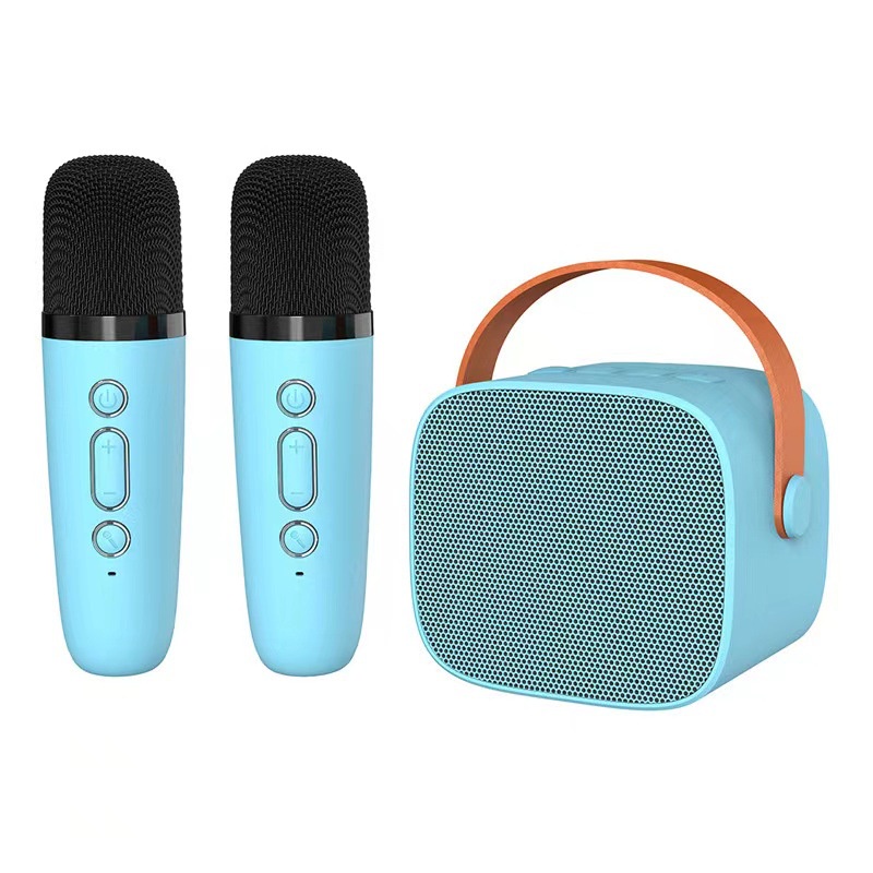 K1 karaoke loa bluetooth mini tặng kèm micro hát không dây có tay cầm bass hay