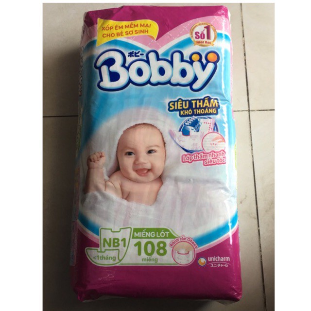 Miếng Lót Bobby NB1 108 miếng kèm 6