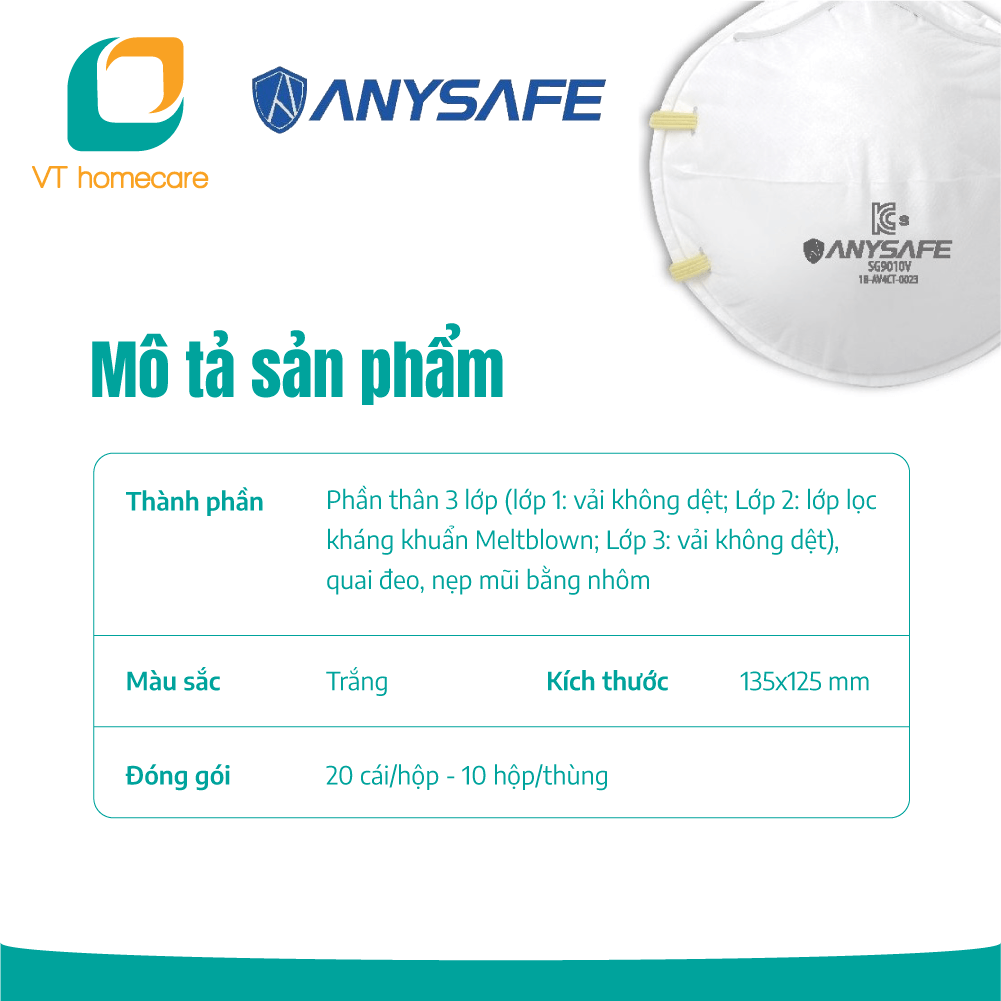 Khẩu trang VN95 không van (hộp 20 cái)