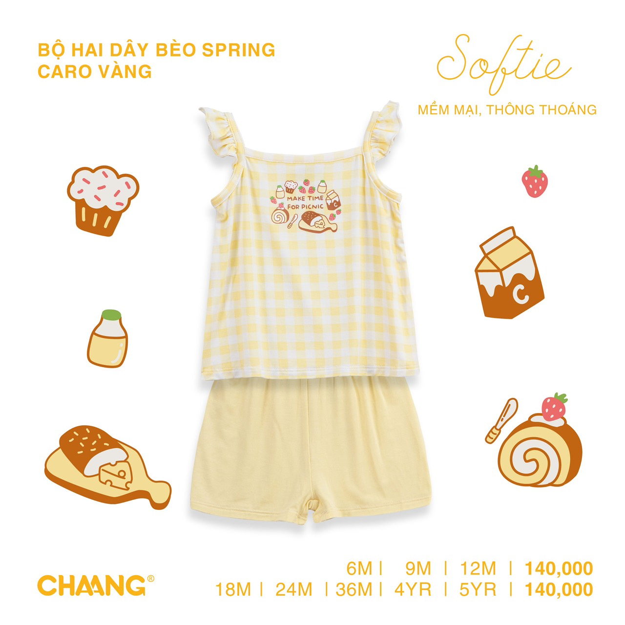 [CHÍNH HÃNG] Bộ áo ba lỗ quần đùi cotton siêu mềm mát summer Chaang Baby Closet by T&T