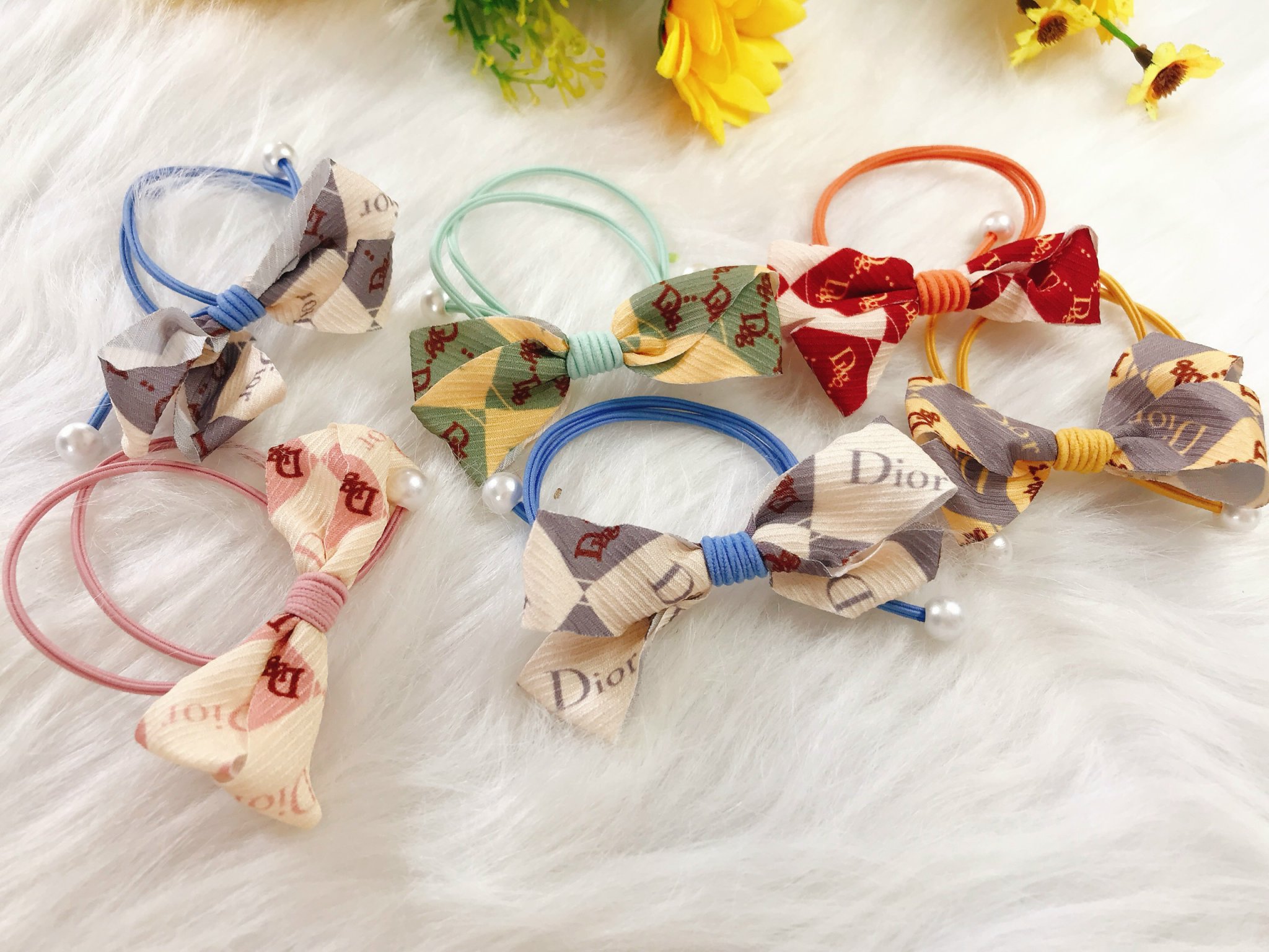 set 2 cột tóc nơ có ngọc ( ngẫu nhiên)