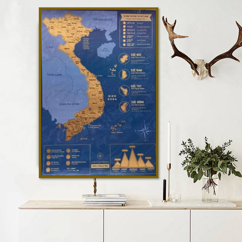 Vietnam Scratch Art Poster Royal Blue Edition