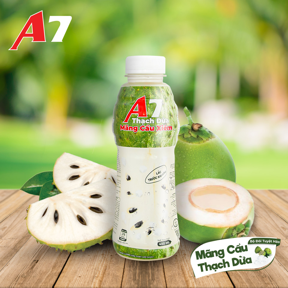 Nước Mãng Cầu Xiêm Thạch Dừa A7 450ml (Thùng 24 chai)