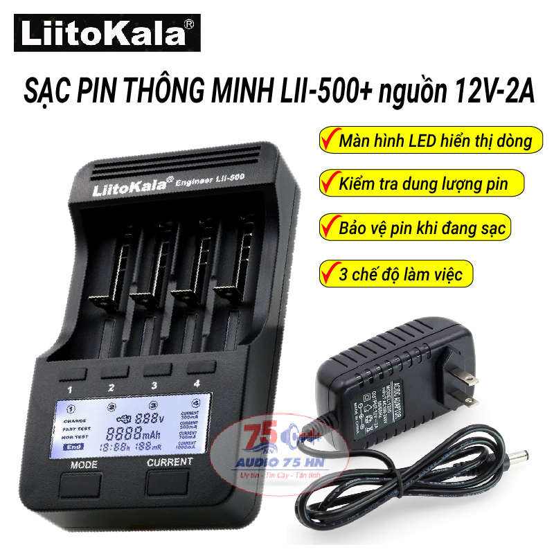 Bộ Sạc Pin Chính Hãng Liitokala Lii-500 kiểm tra được Dung Lượng
