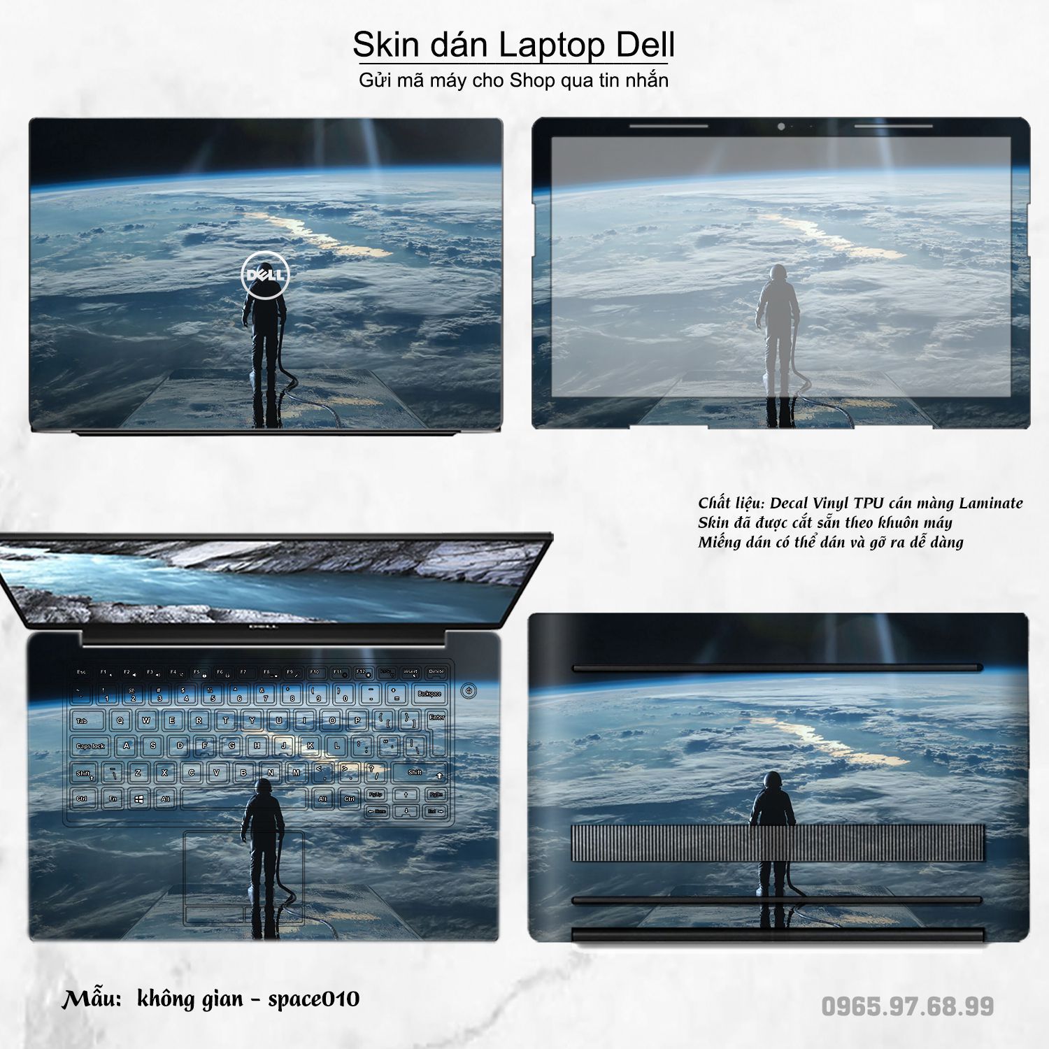Decal Skin dán Laptop Dell mẫu không gian (inbox mã máy cho shop)