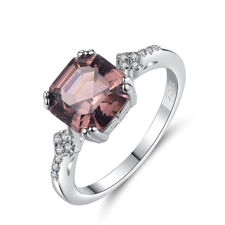Nhẫn nữ, nhẫn Bạc Nữ đính đá Morganite, nhẫn bạc S925 cao cấp khối đá vuông, sterling silver ring with light brown morganite- N2392 - Bảo Ngọc Jewelry