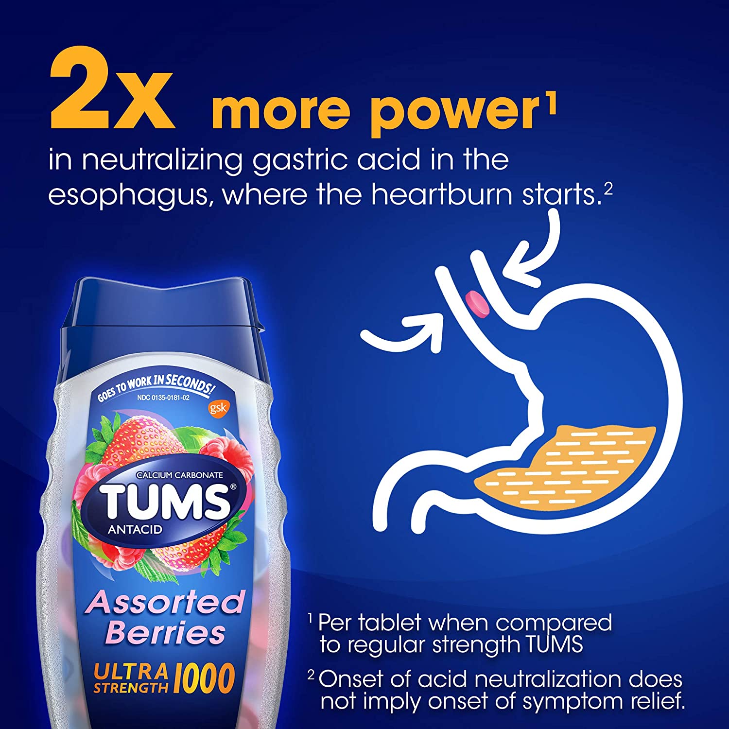 Kẹo ngậm giảm đầy hơi khó tiêu Tums Antacid Extra Strength 1000mg