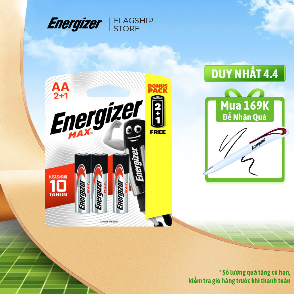Energizer Max E91 Bp2+1 Aa Batteries - 2-Pack, Get 1 Free
