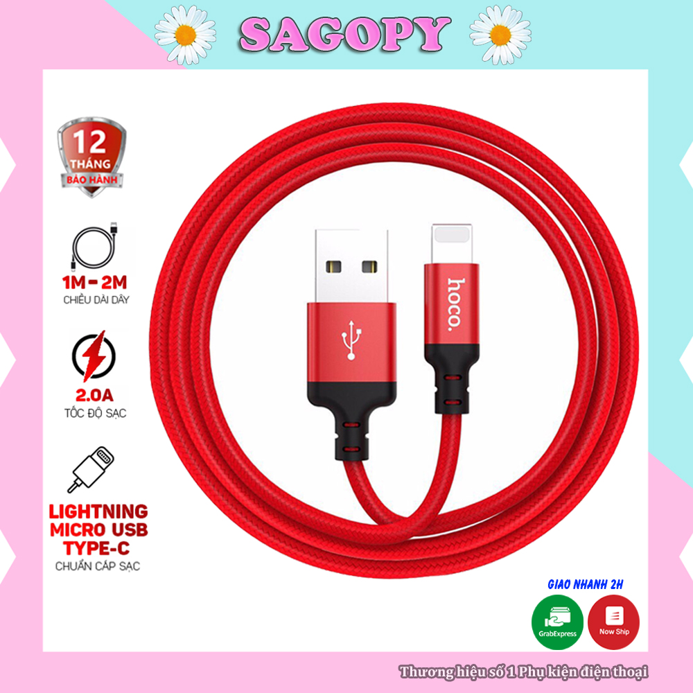 Dây cáp sạc nhanh Hoco X14 iphone Lightning, type C, Micro, cáp sạc điện thoại, tai nghe bluetooth pin dự phòng Sagopy