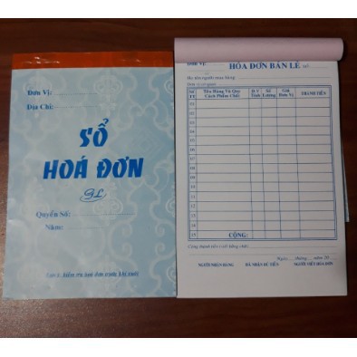 [HCM]1 bộ 2 cuốn Sổ Hóa đơn bán lẻ khổ 13x19cm 1 liên2 liên và 3 liên
