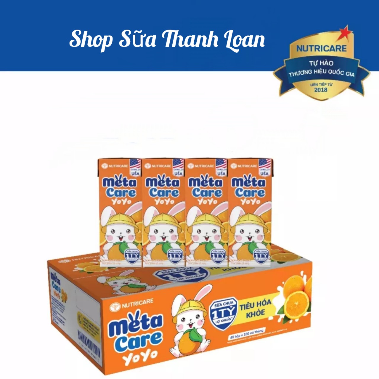 Thùng 48 hộp sữa nước nutricare metacare yoyo vị chua hương cam 1 tỷ lợi khuẩn 180ml.