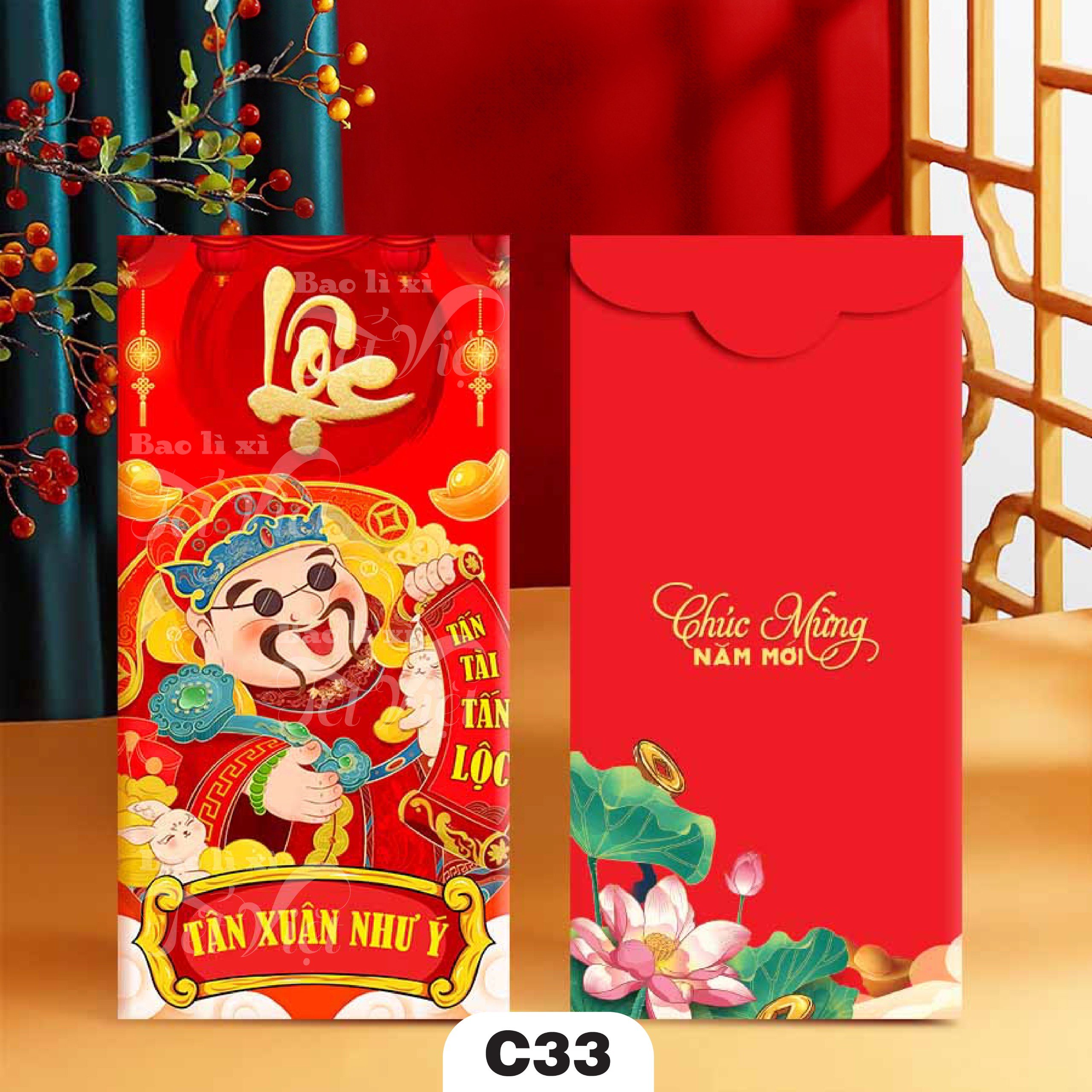 10 cái - bao lì xì tết 2023, phúc - lộc - thọ