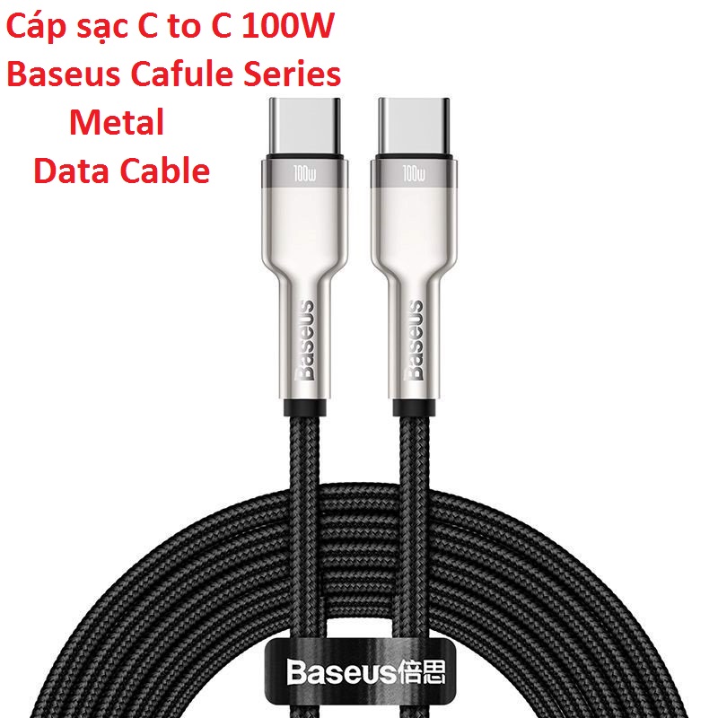 Cáp sạc C to C 100W Baseus Cafule Series Metal Data Cable (1m/ 2m)