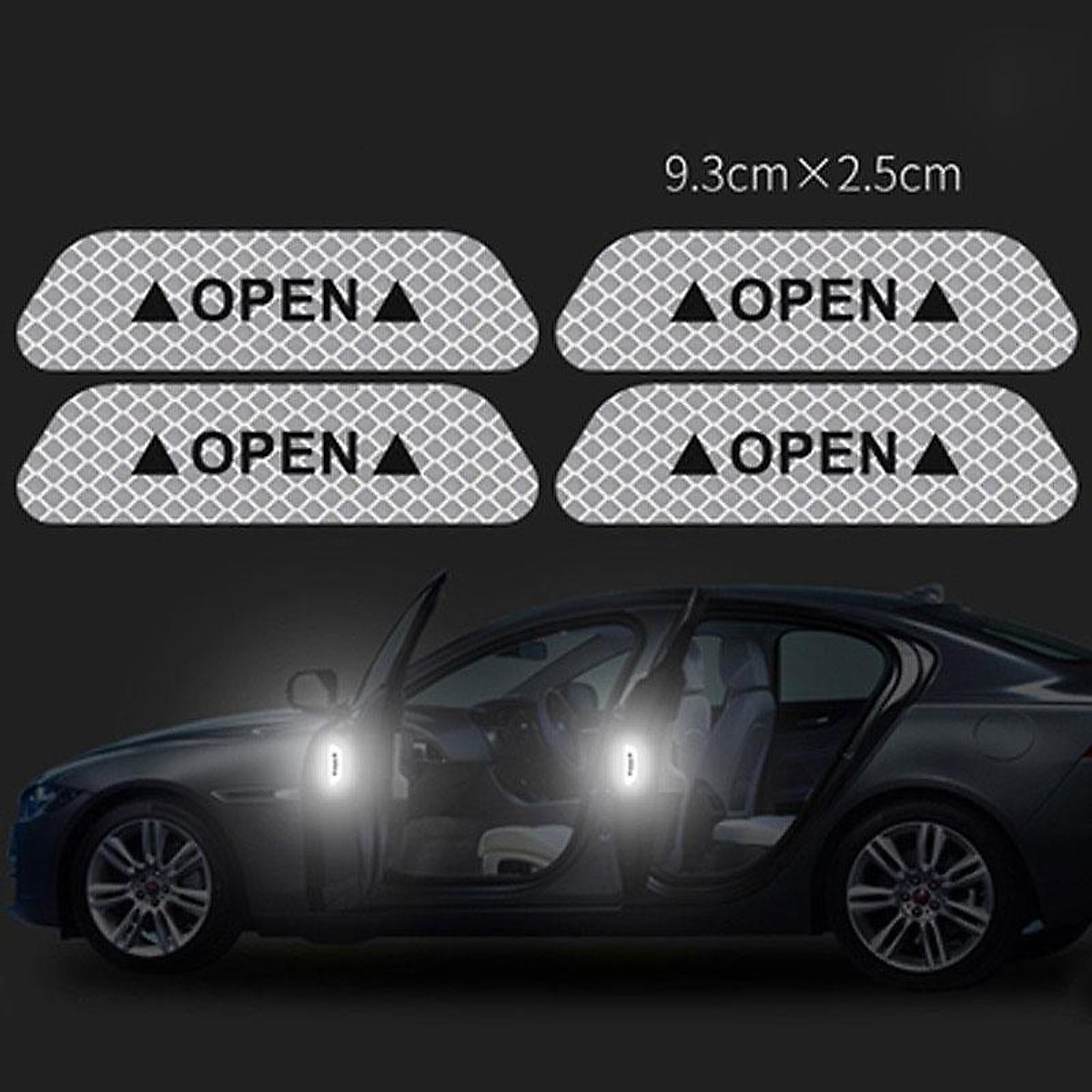 Bộ 4 miếng decal chữ OPEN dán cửa xe ô tô (xe hơi)