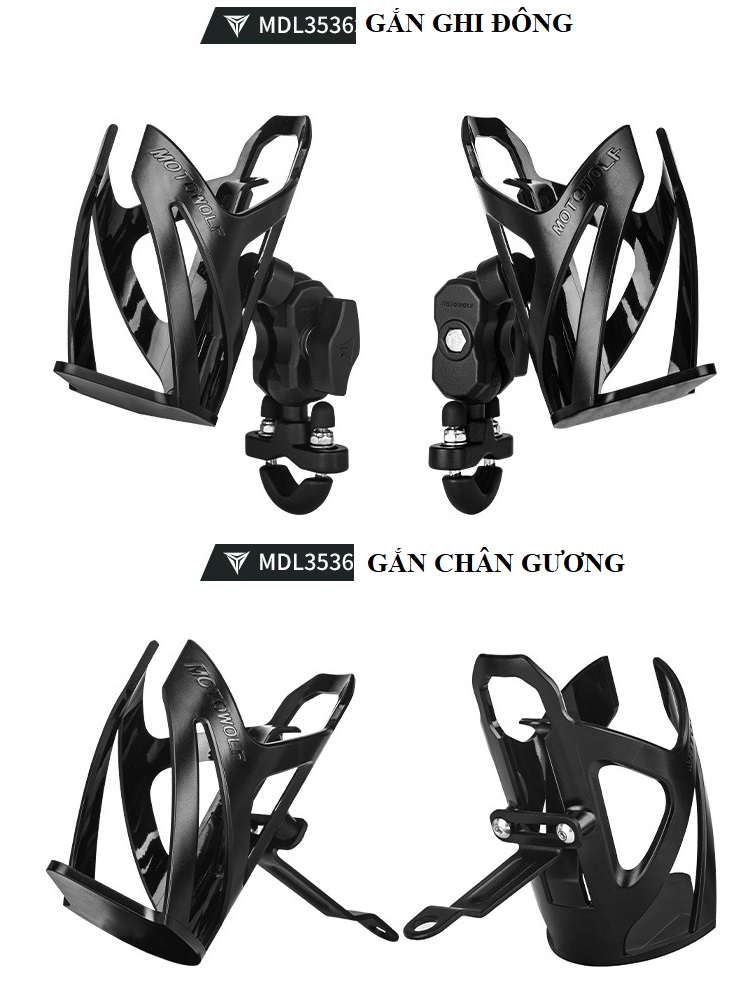 Kẹp bình nước MOTOWOLF chất liệu POM MDL3536