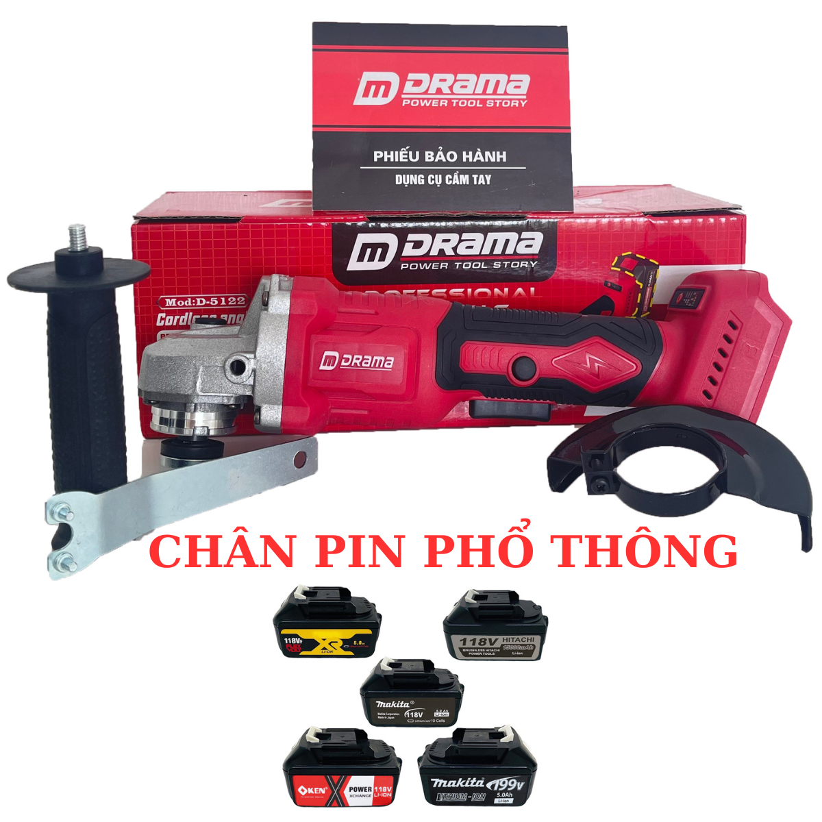 Thân máy mài cầm tay pin drama không chổi than, 100% dây đồng