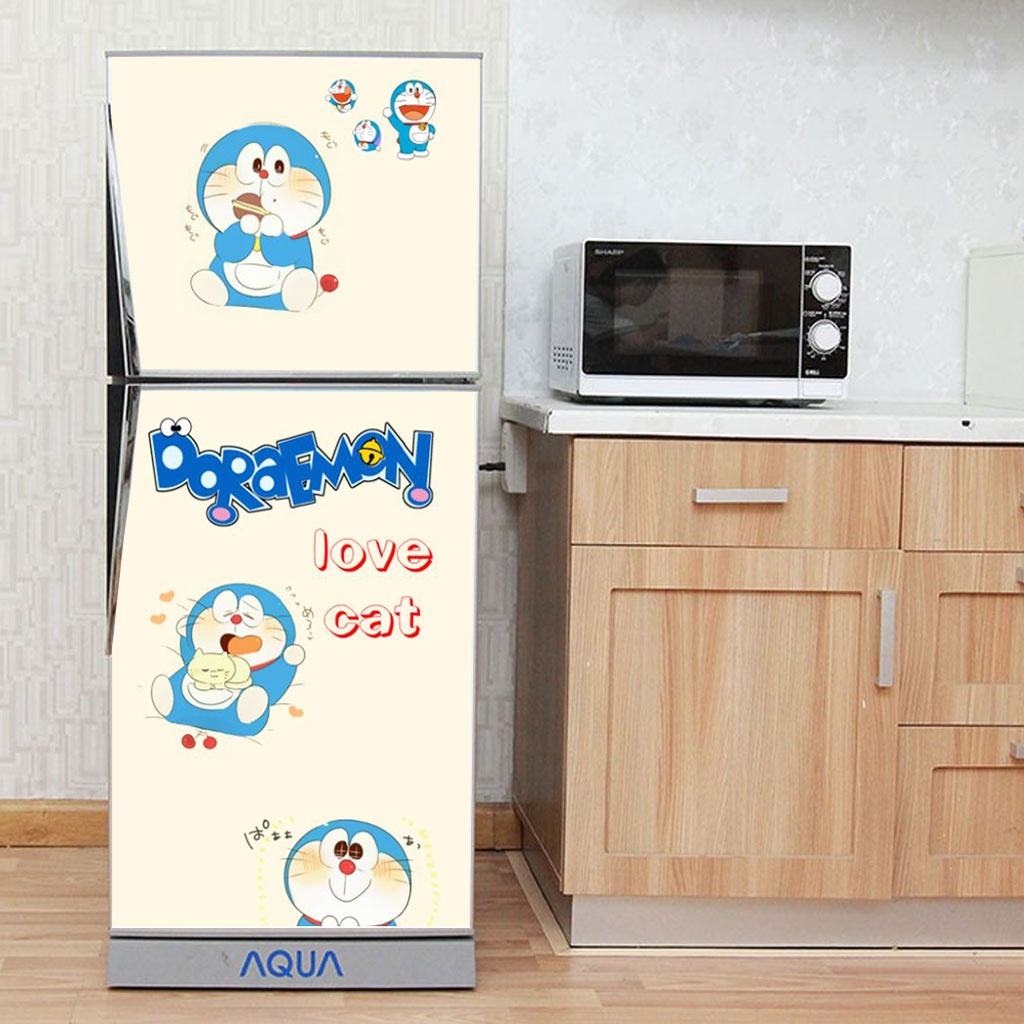[HCM]Decal dán trang trí tủ lạnh Doraemon Mẫu 4