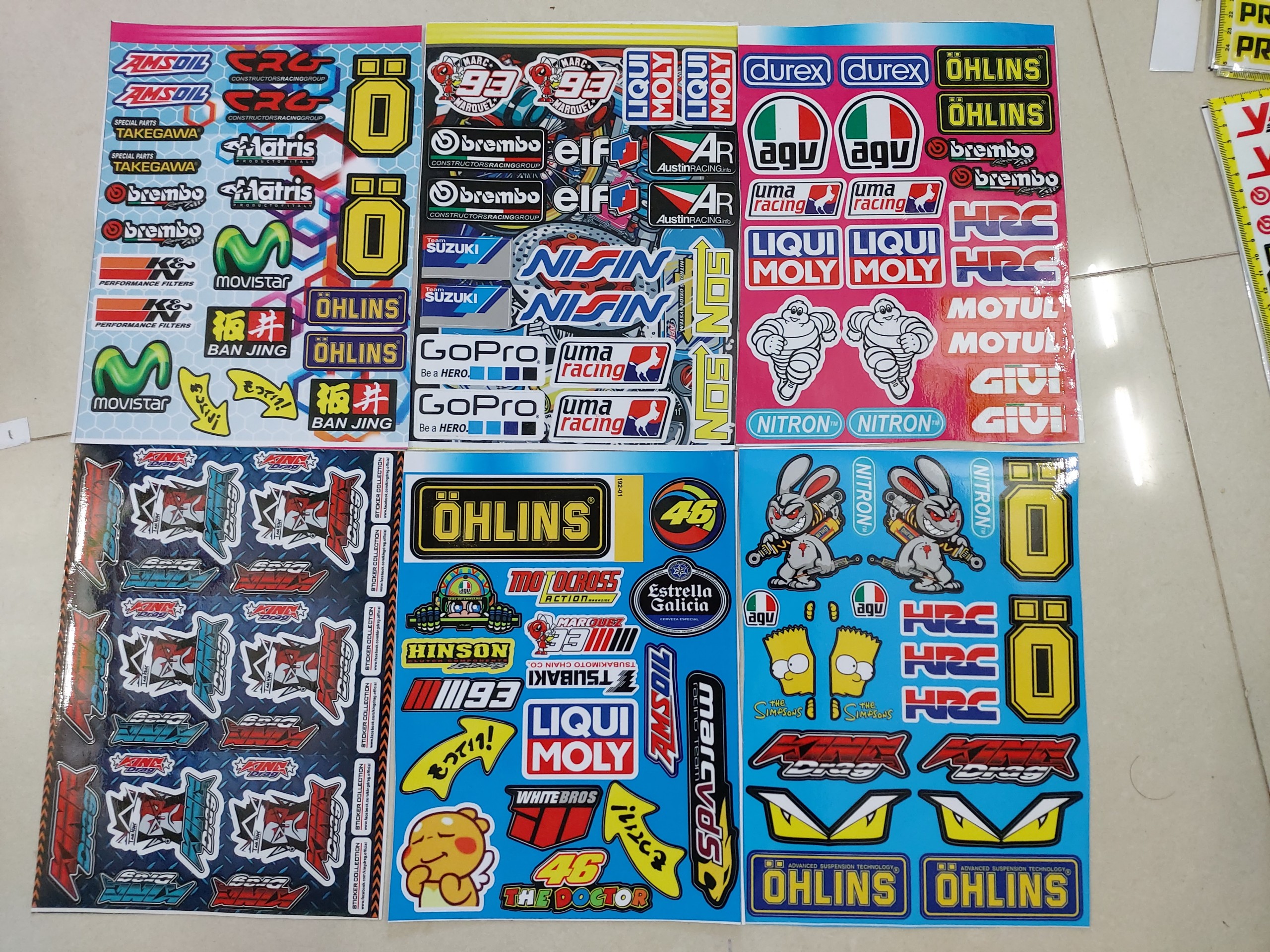 [HCM]combo 6 tấm sticker logo nhãn hiệu xe máy